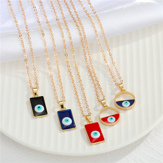 Accent Evil Eye Pendant Necklace | Aesthetic Hamsa Protection Design
