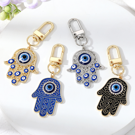 Hamsa, Hand of Fatima Evil Eye Keychain | Spiritual Key Charm Accessories