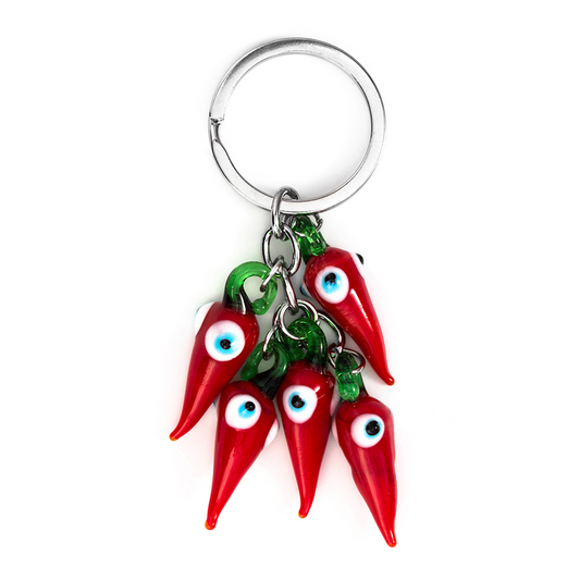 Evil Eye Spicy Red Chilli Pepper Keychain | Nazar Accessories