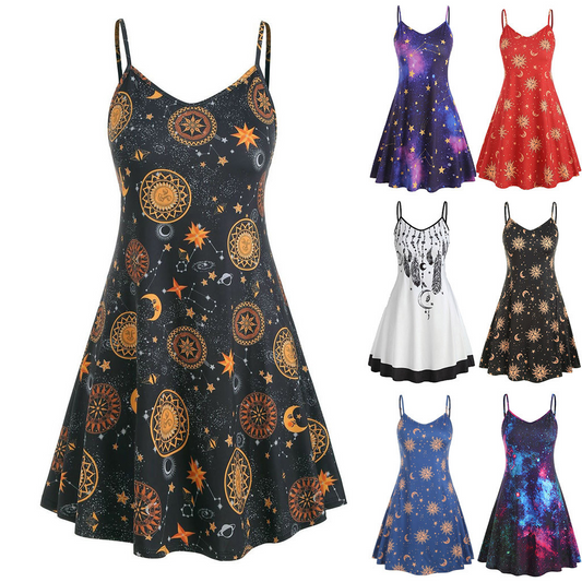 Starry Celestial Summer / Beach Dress | Gothic, Whimsigoth Style - Aesthetic