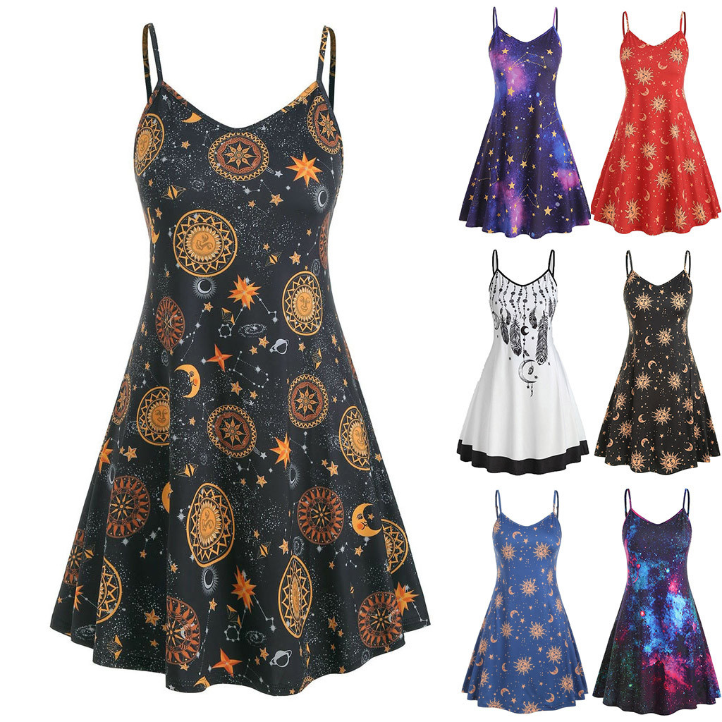 Starry Celestial Summer / Beach Dress | Gothic, Whimsigoth Style - Aesthetic Purple Celestial - Galaxy / 5XL Starry Celestial Summer / Beach Dress | Gothic, Whimsigoth Style - Aesthetic Purple Celestial - Galaxy / 5XL