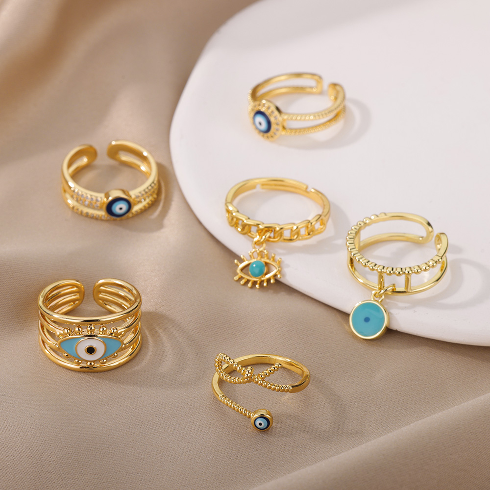 Evil Eye Gold Rings | Adjustable Stainless Steel Hamsa Jewelry