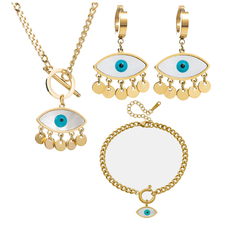 Gold Evil Eye Drop Earrings | Stainless Steel | Spiritual Jewelry