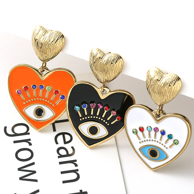 Colorful Evil Eye Heart Earrings | 14k Gold Plated | Nazar Jewelry