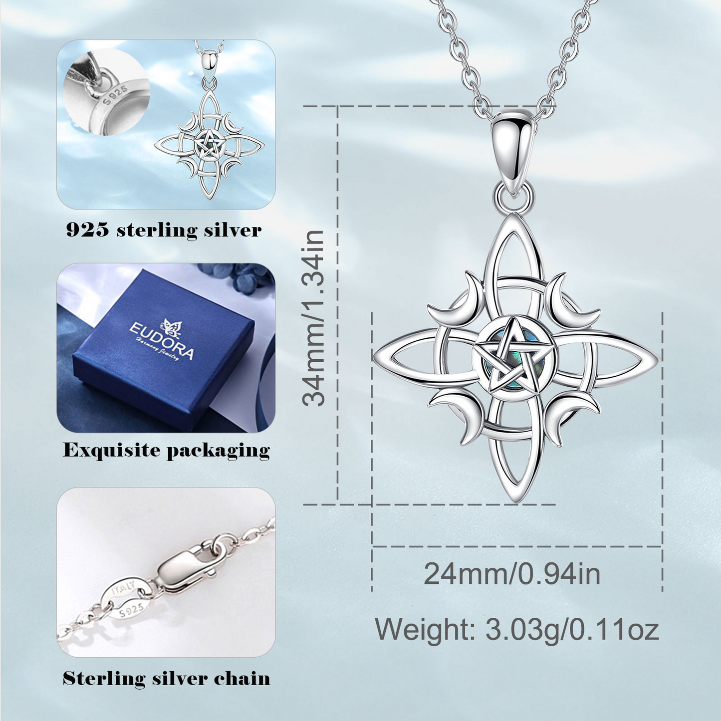 925 Sterling Silver Pentagram Necklace | Witch, Witchy Jewelry
