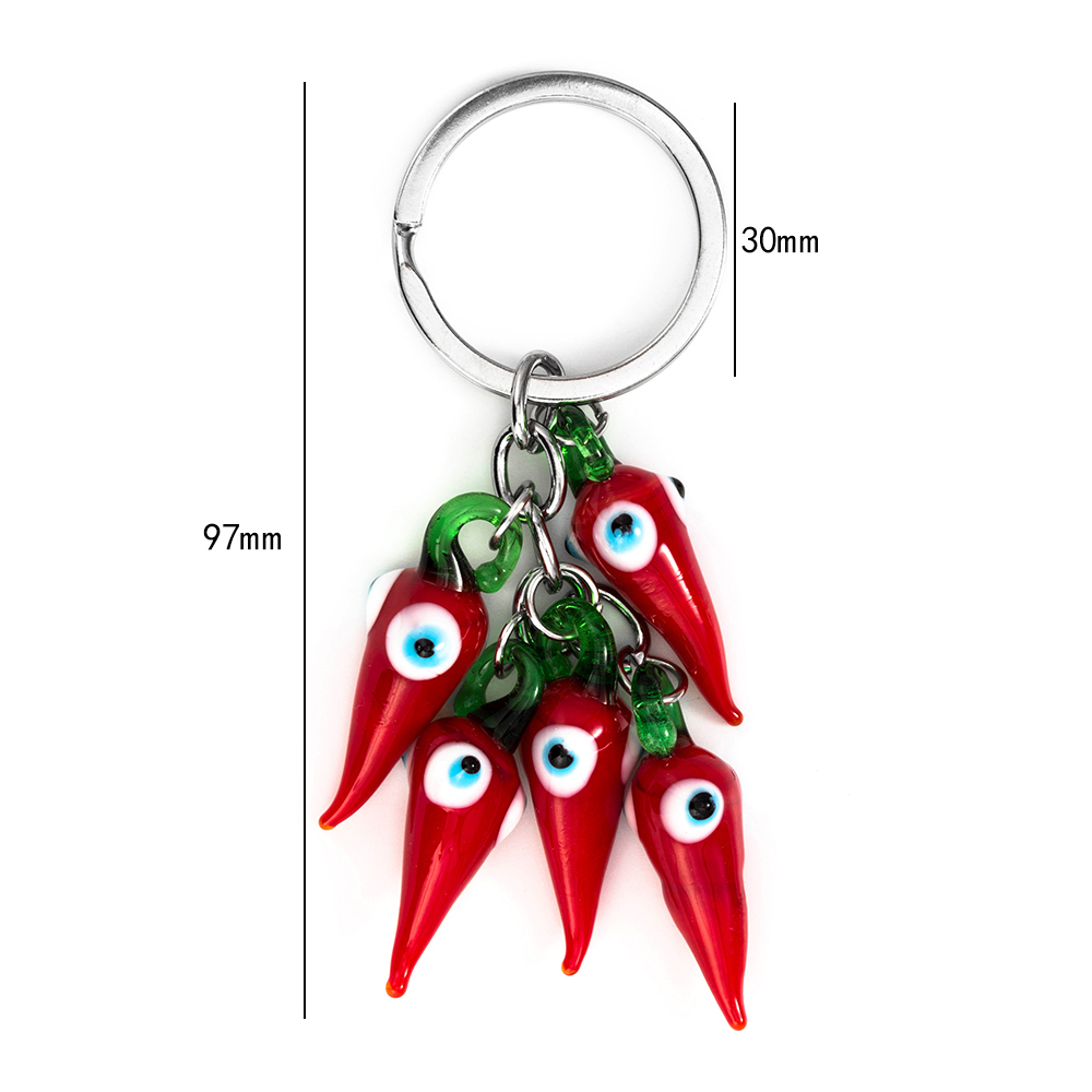 Evil Eye Spicy Red Chilli Pepper Keychain | Nazar Accessories