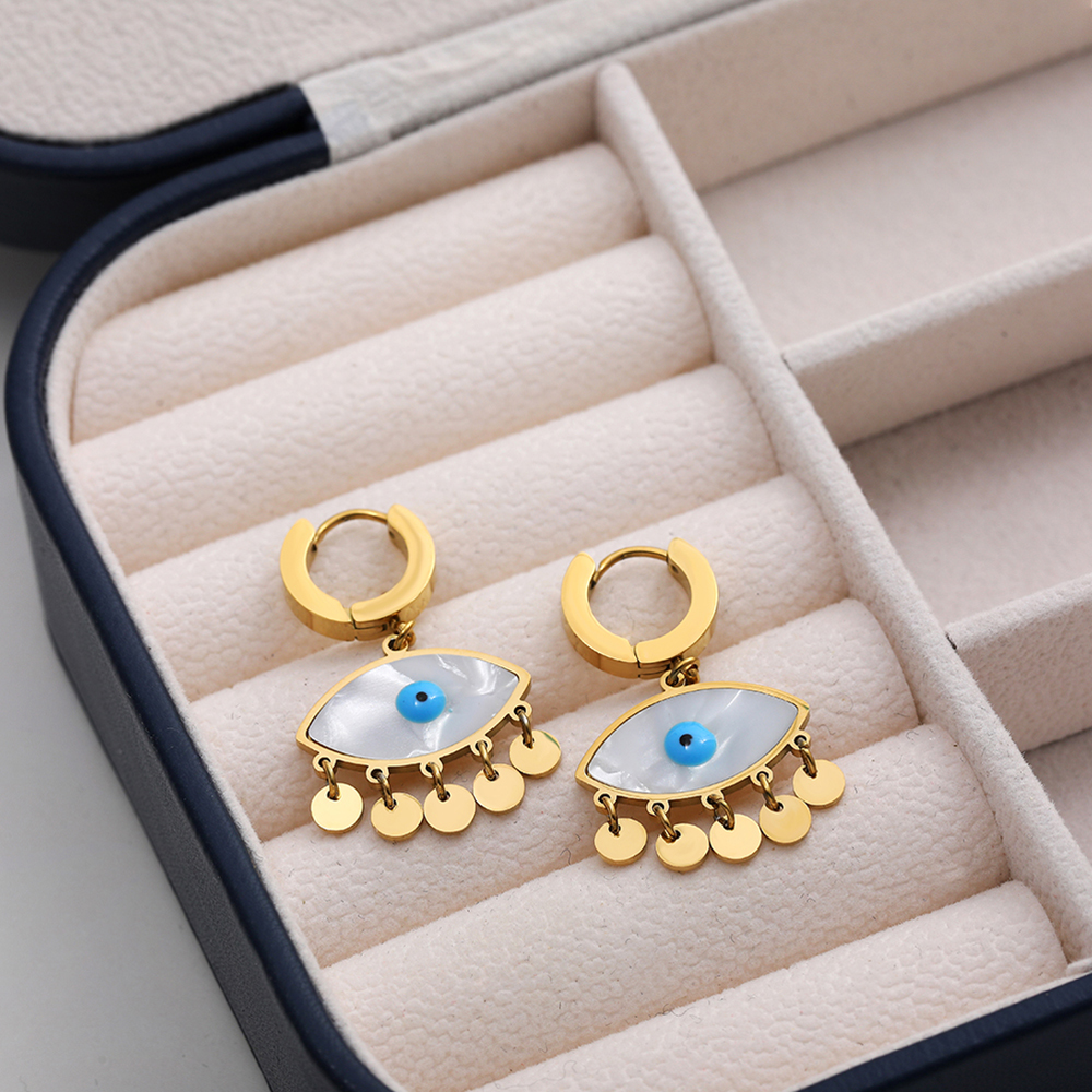 Gold Evil Eye Drop Earrings | Stainless Steel | Spiritual Jewelry