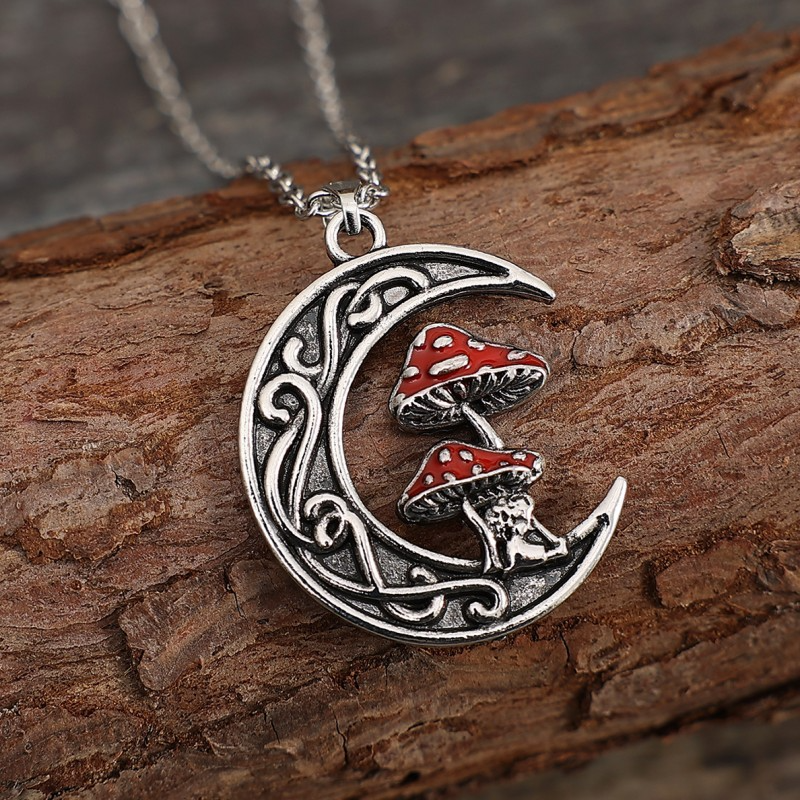 Crescent Moon Mushroom Necklace | Whimsigoth Style