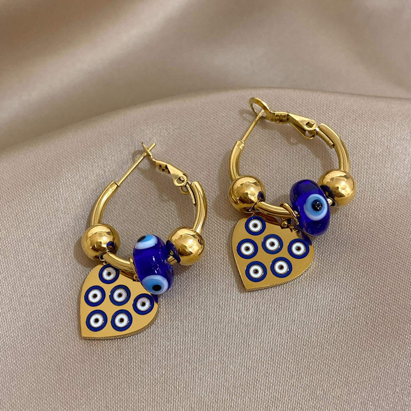 Gold Evil Eye Earrings | 316L Stainless Steel Nazar Jewelry
