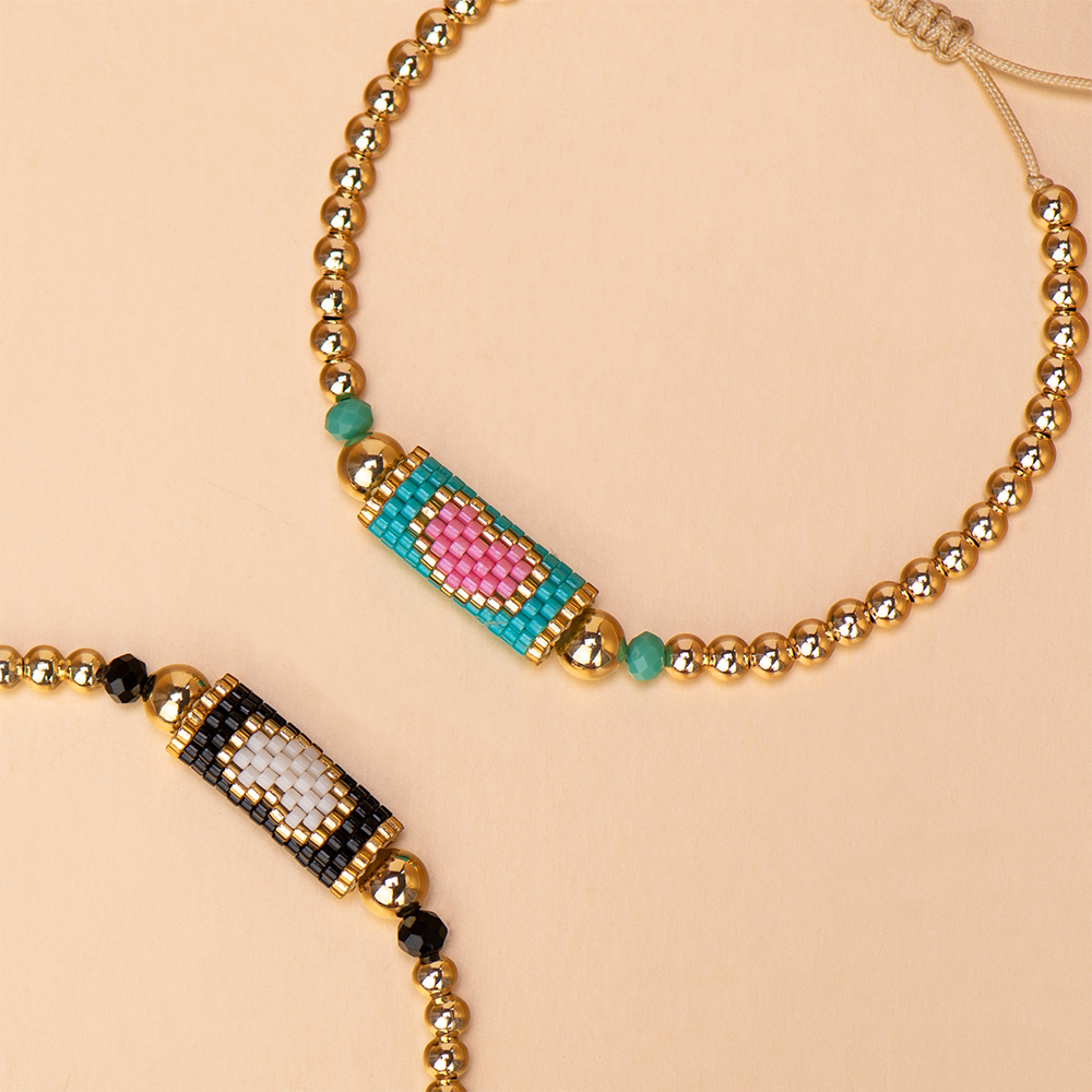 Gold Beaded Heart Bracelet