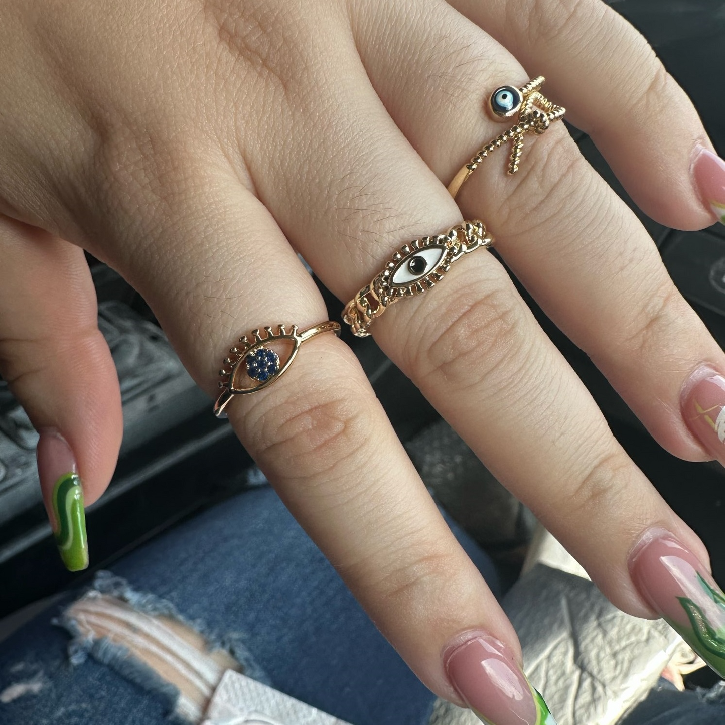 Evil Eye Gold Rings | Adjustable Stainless Steel Hamsa Jewelry