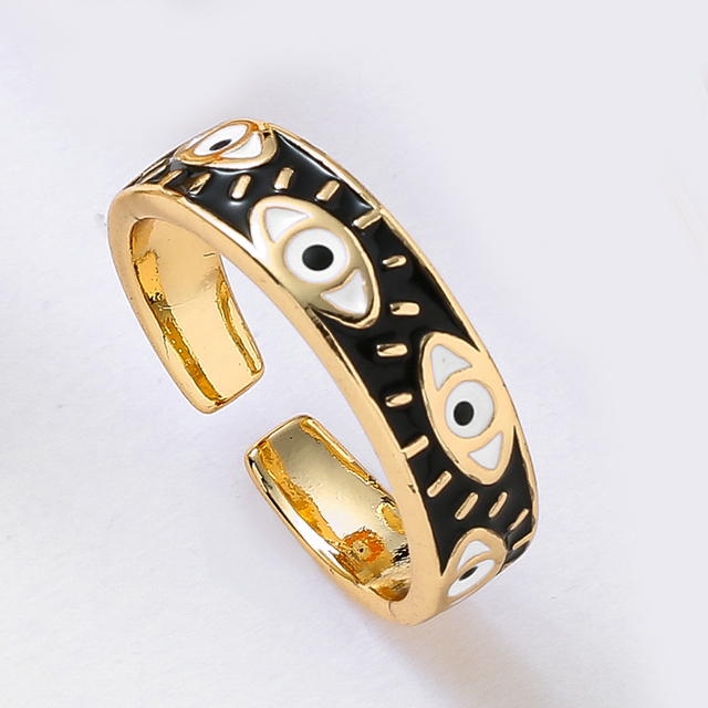 Aesthetic Gold Evil Eye Ring | Spiritual, Hamsa Style Stainless Steel Jewelry