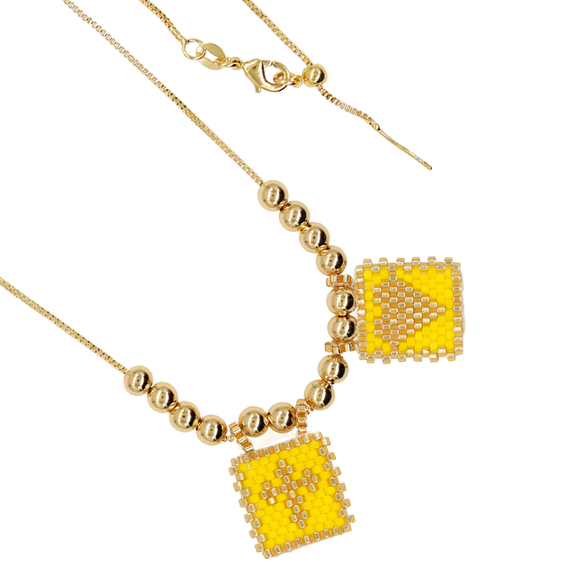 Beaded Heart and Cross Gold Necklace | Artistic Stainless Steel Jewlery