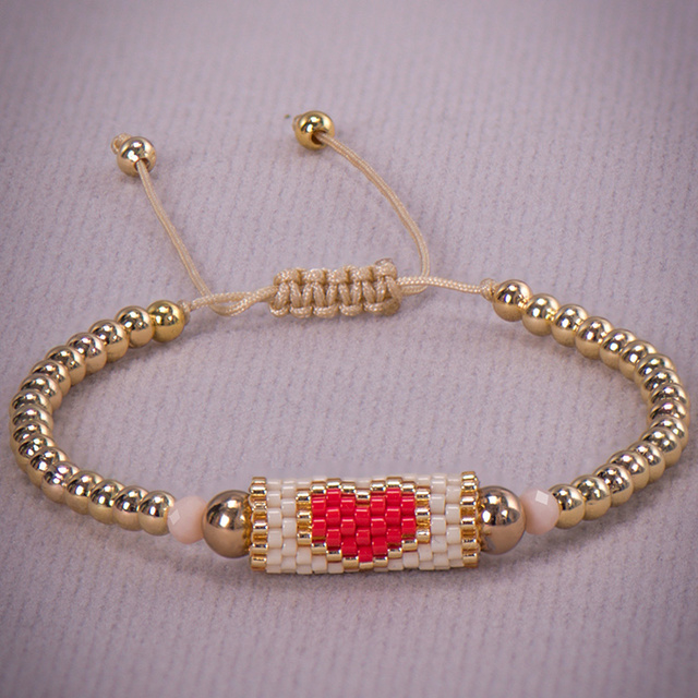 Gold Beaded Heart Bracelet
