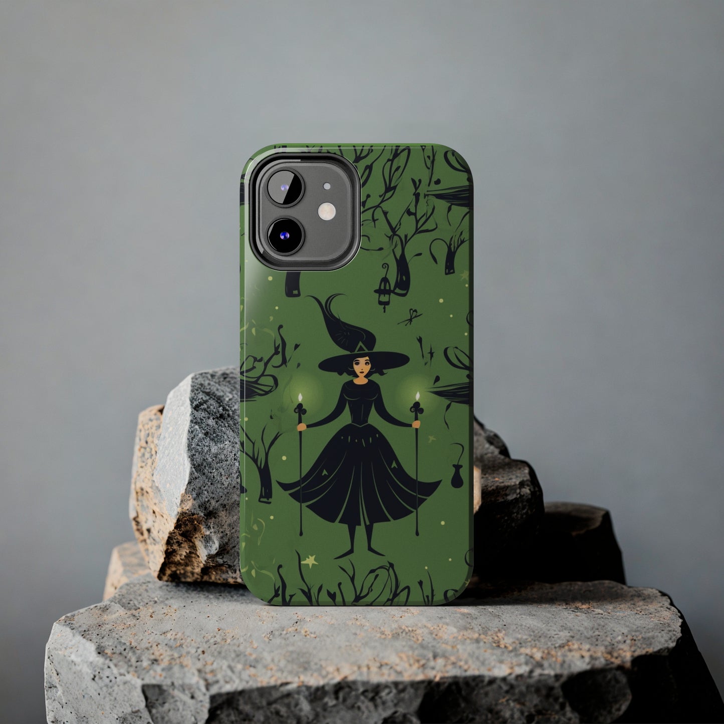 Dark Forest Witch Tough iPhone Cases | Green Witch Protective Phone Case | Impact-Resisant, Shock Absorbing | iPhone 15 All Models | Premium