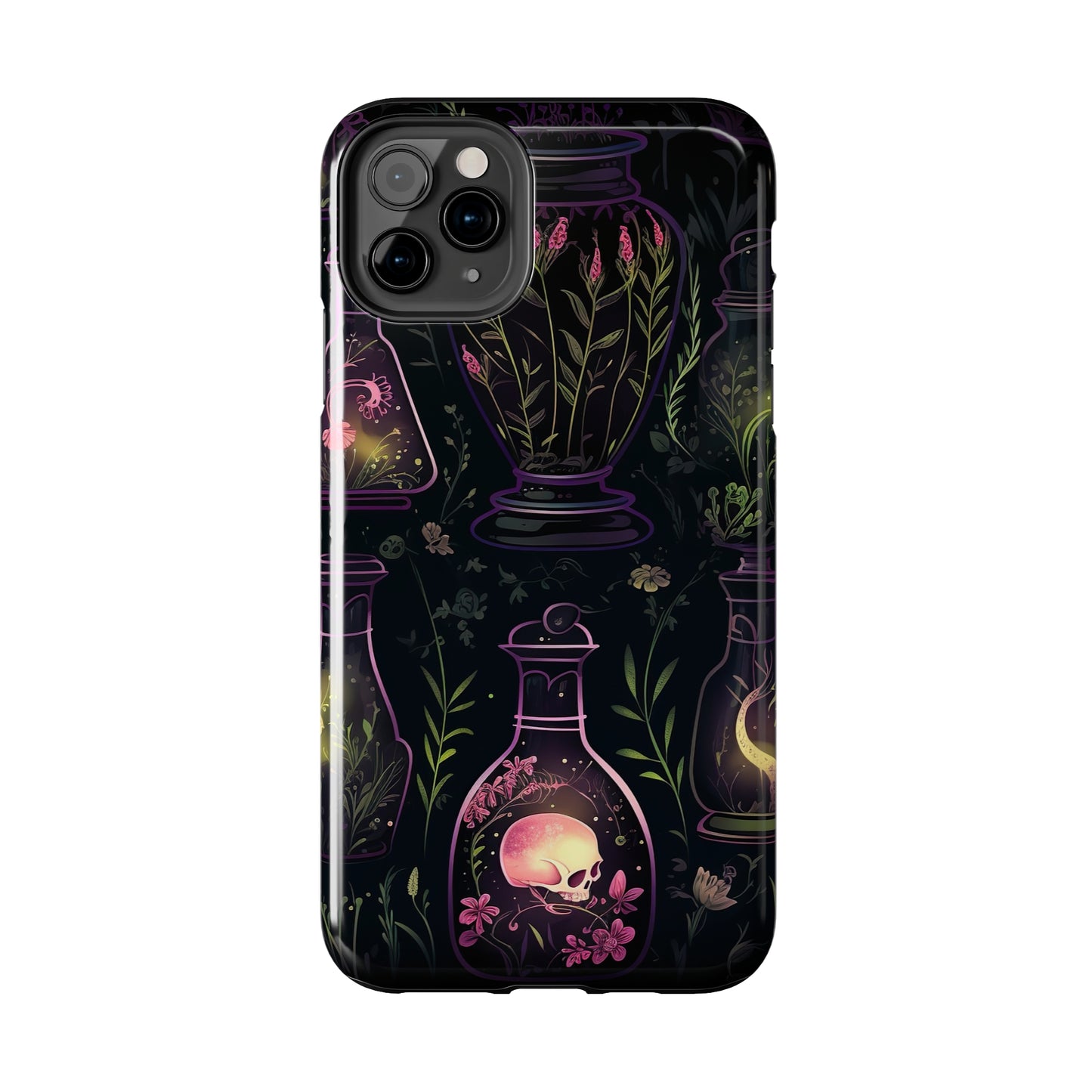 Dark Forest Skull Tough iPhone Cases | Spooky and Eerie Tincture / Potion Design | Durable and Protective Phone Case | Impact-Resistant
