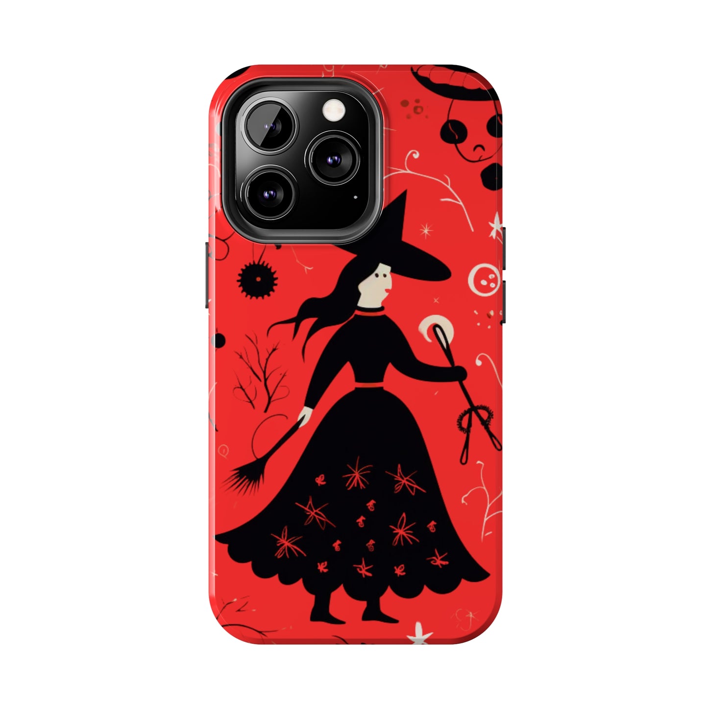 Red Dark Forest Witch Tough iPhone Cases | Abstract Witchy Protective Phone Case | Impact-Resistant, Anti-Shock | iPhone 15