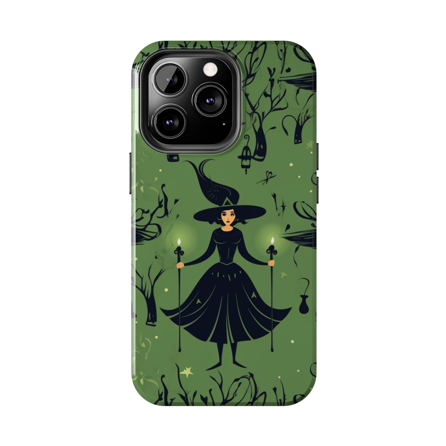 Dark Forest Witch Tough iPhone Cases | Green Witch Protective Phone Case | Impact-Resisant, Shock Absorbing | iPhone 15 All Models | Premium