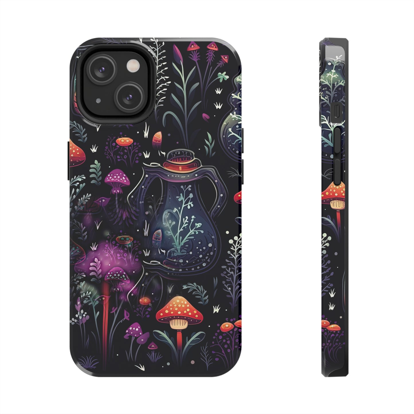Fungi Mushroom Tough iPhone case | Witchy Dark Forest Aesthetic | Purple Foliage
