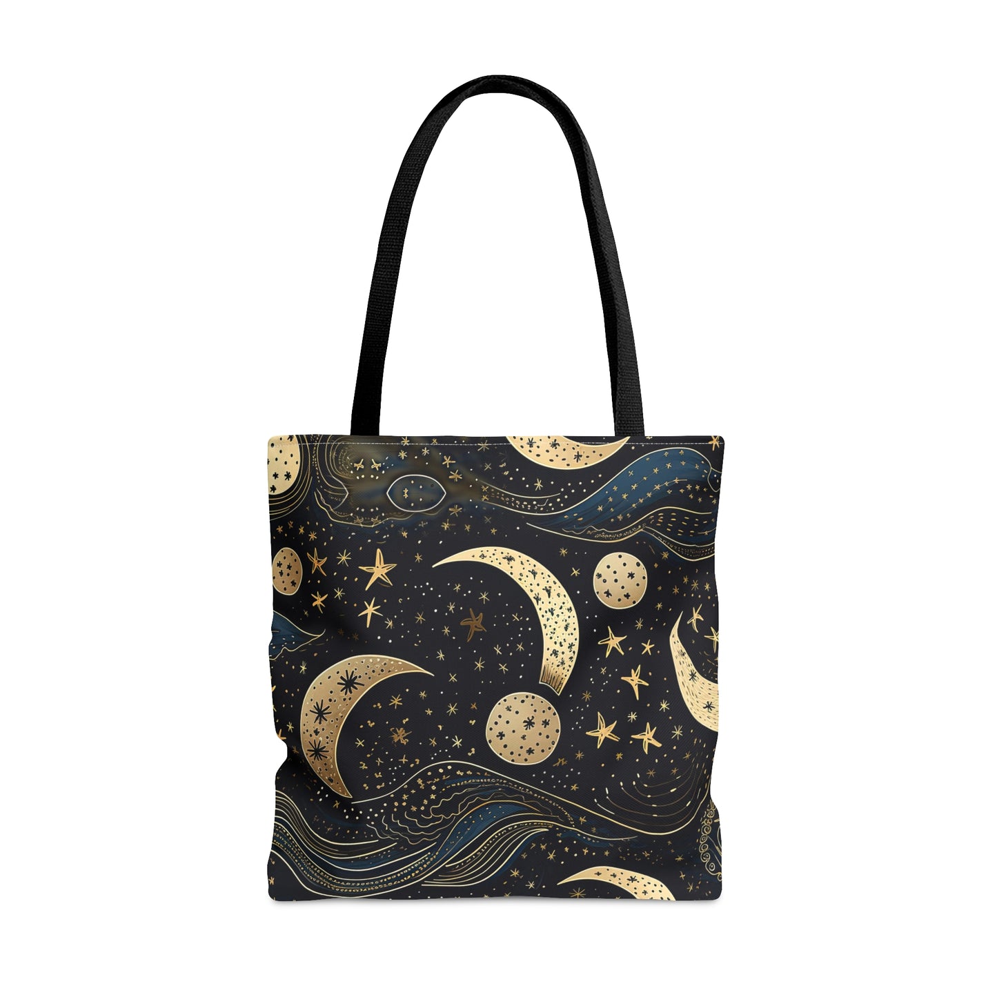 Starry Celestial Moon Tote Bag | Aesthetic Abstract Design, Midnight Moon in the Night Sky | Space, Stars, Planets, Galaxies | Astronomy