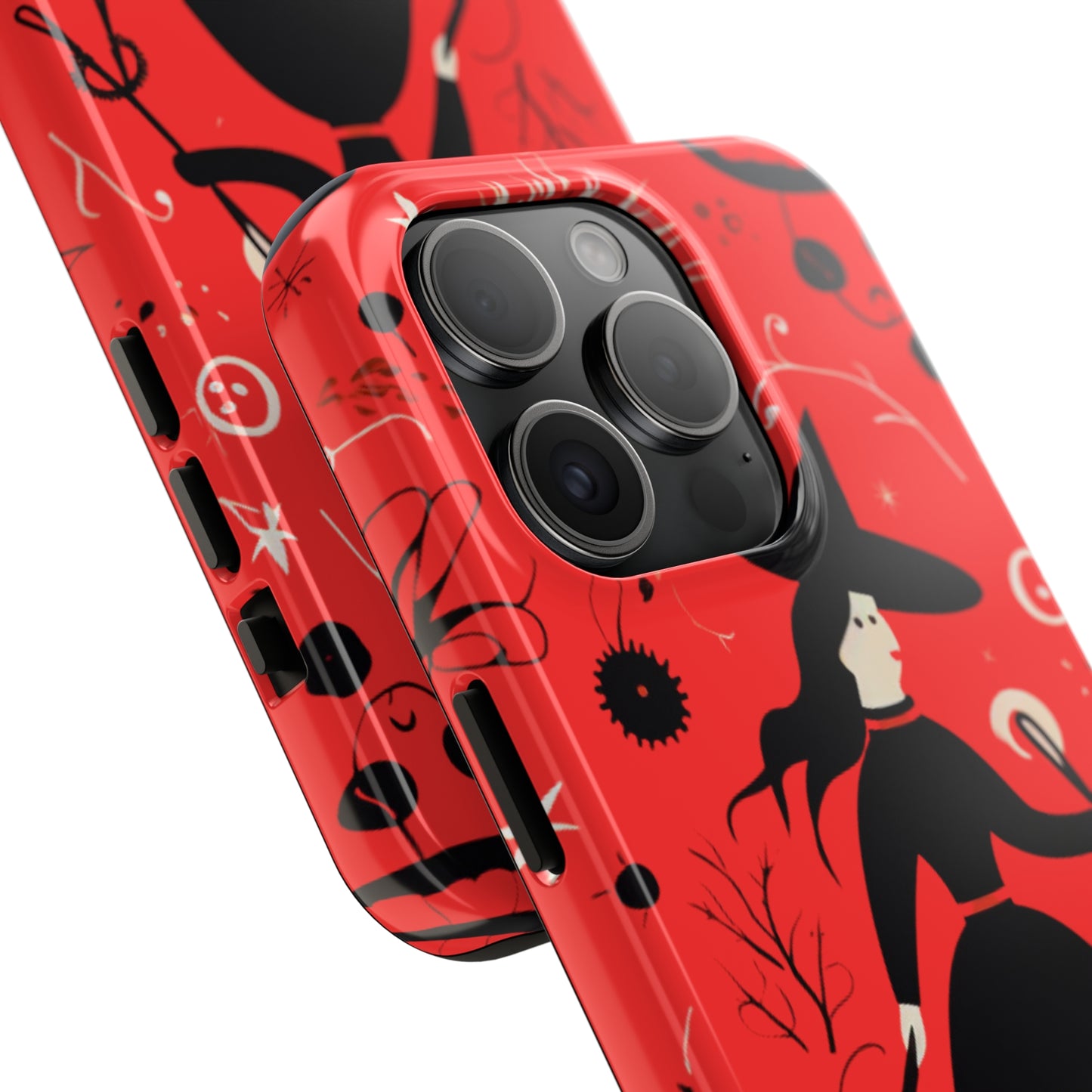 Red Dark Forest Witch Tough iPhone Cases | Abstract Witchy Protective Phone Case | Impact-Resistant, Anti-Shock | iPhone 15