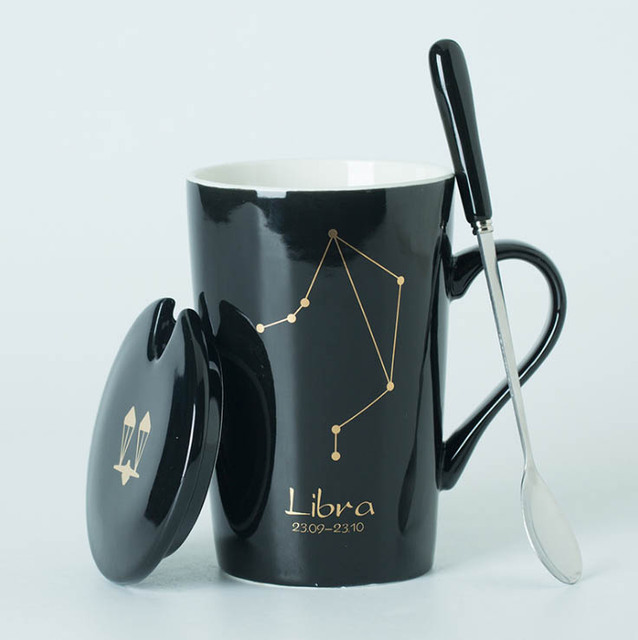 Celestial Zodiac Mug with Spoon | Horoscope, Constellation Mug | Black & White
