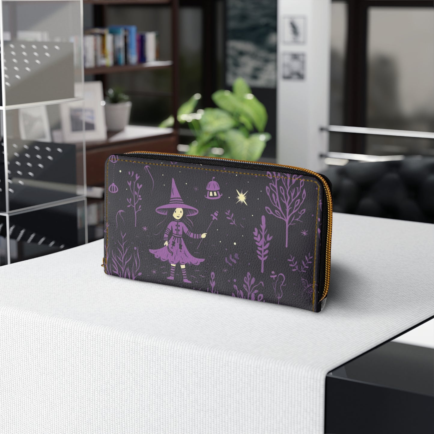 Purple Witch Zipper Wallet | Dark Forest Premium Wallet Design