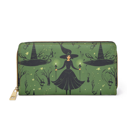 Witchy Green Zipper Wallet | Dark Forest Witch Wallet Design