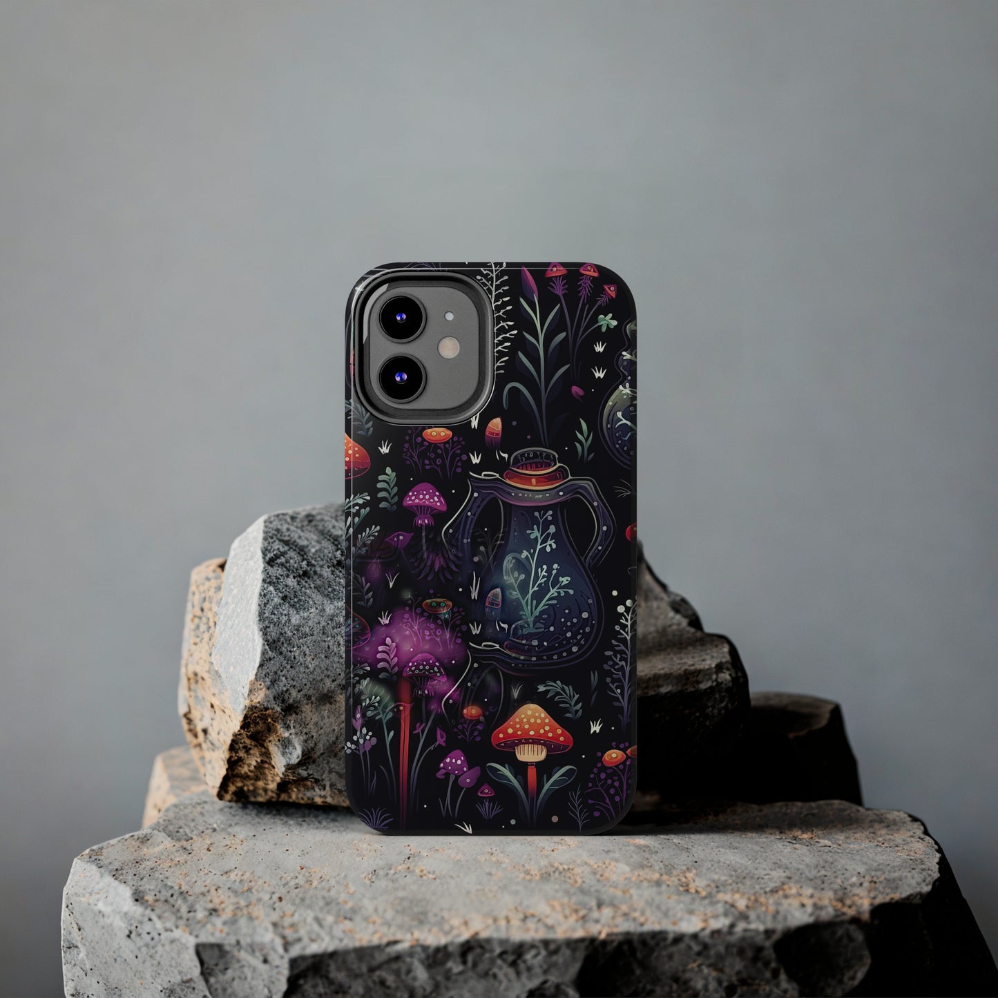 Fungi Mushroom Tough iPhone case | Witchy Dark Forest Aesthetic | Purple Foliage