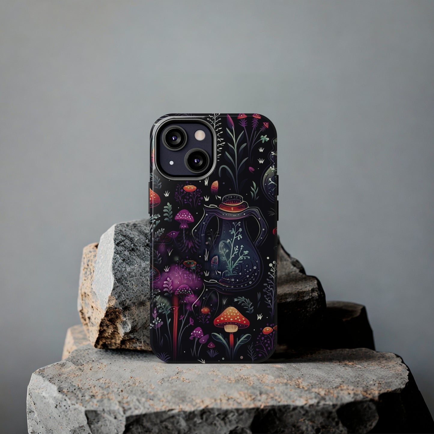Fungi Mushroom Tough iPhone case | Witchy Dark Forest Aesthetic | Purple Foliage