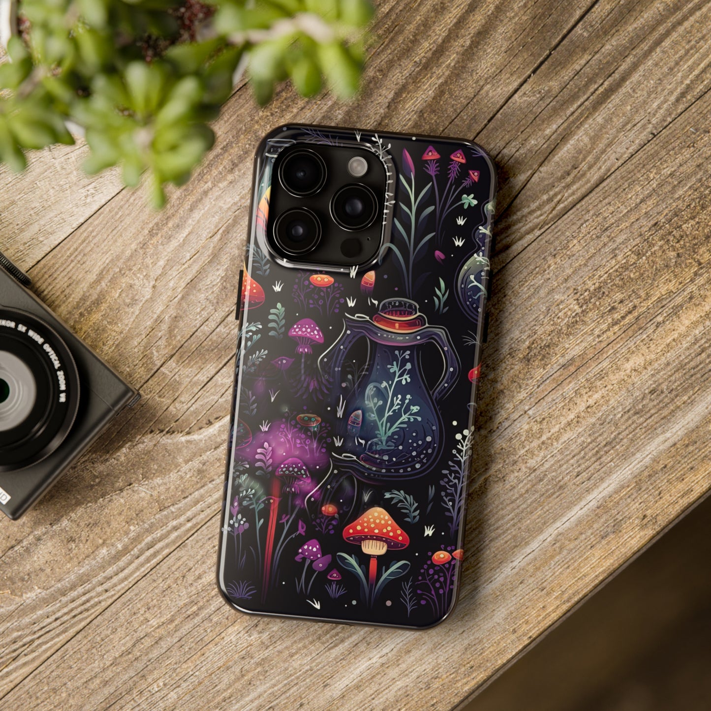 Fungi Mushroom Tough iPhone case | Witchy Dark Forest Aesthetic | Purple Foliage