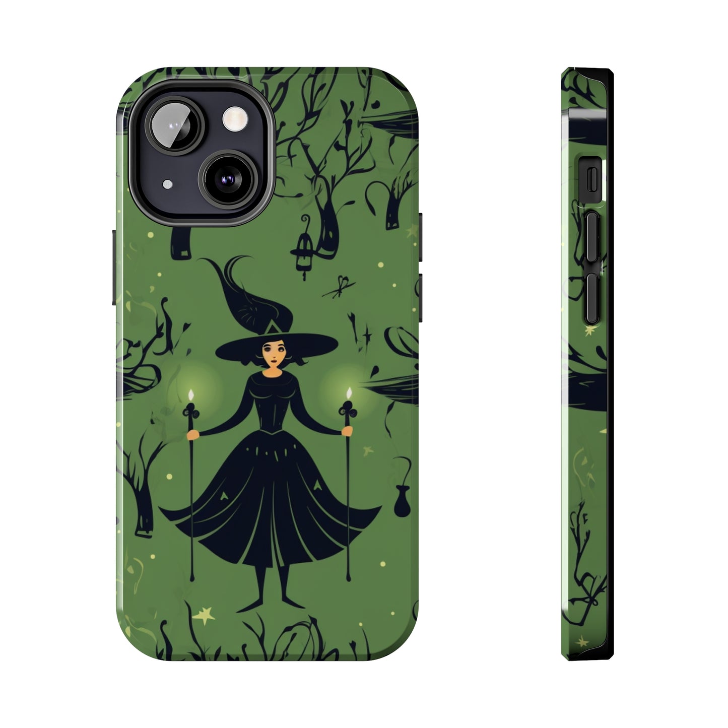 Dark Forest Witch Tough iPhone Cases | Green Witch Protective Phone Case | Impact-Resisant, Shock Absorbing | iPhone 15 All Models | Premium