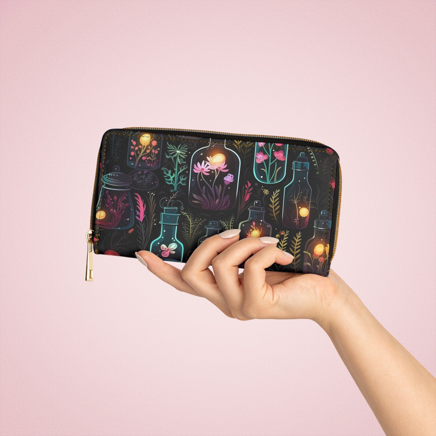 Dark Forest Tincture Zipper Wallet | Witchy Potion Wallet Design