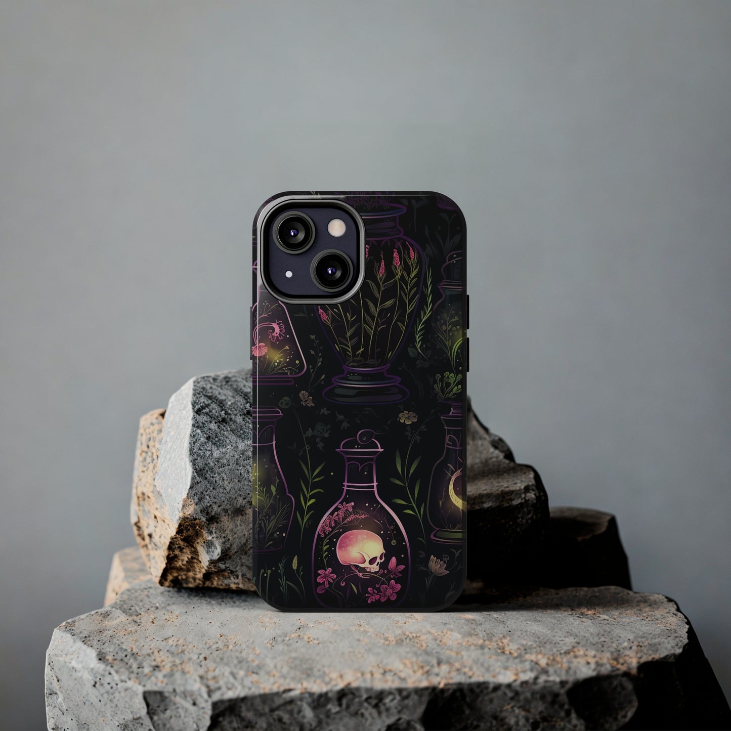 Dark Forest Skull Tough iPhone Cases | Spooky and Eerie Tincture / Potion Design | Durable and Protective Phone Case | Impact-Resistant