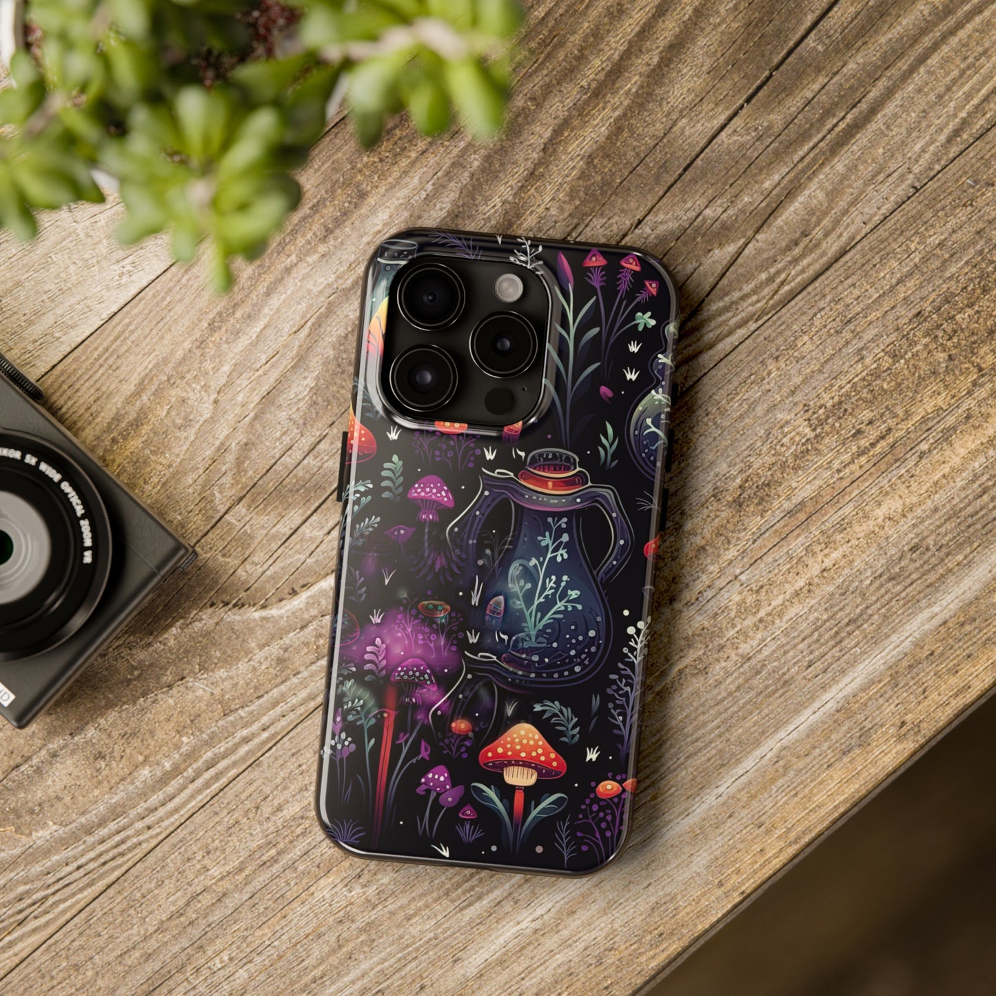 Fungi Mushroom Tough iPhone case | Witchy Dark Forest Aesthetic | Purple Foliage