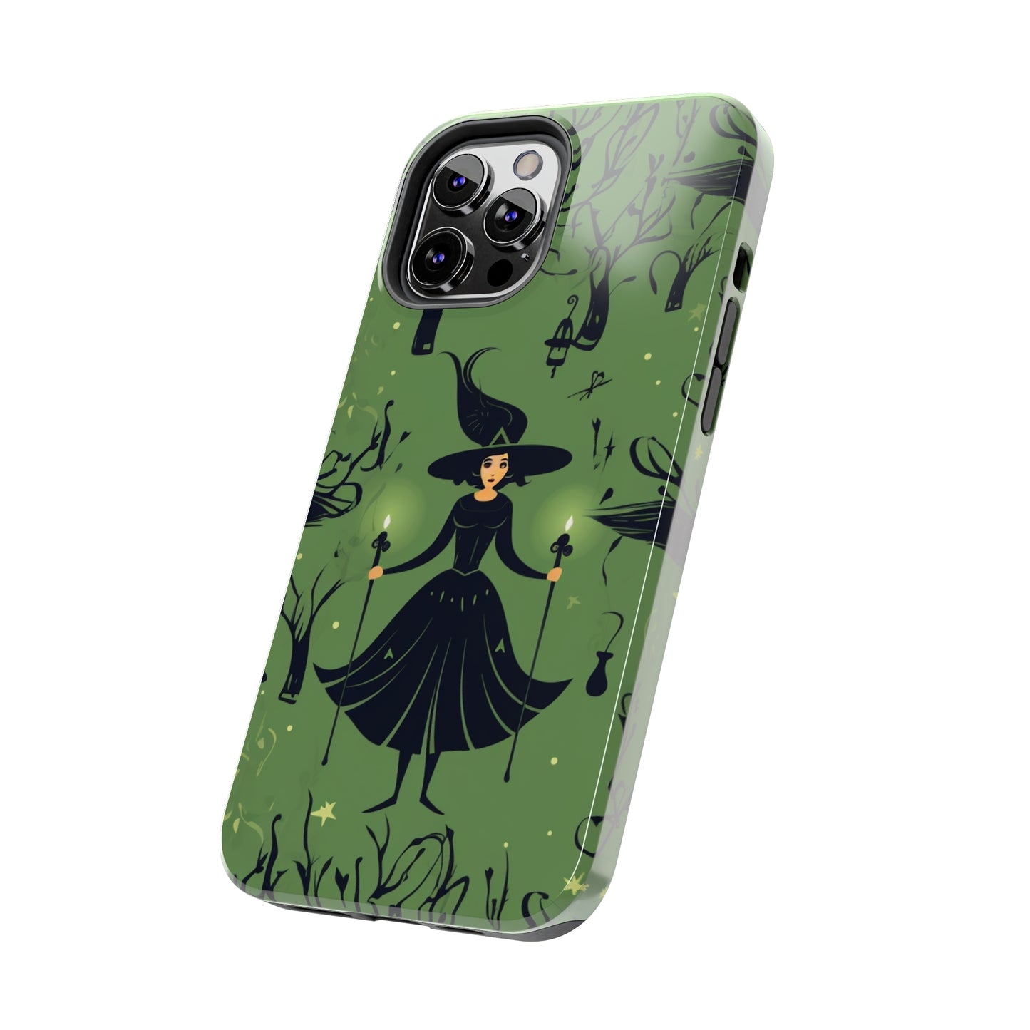 Dark Forest Witch Tough iPhone Cases | Green Witch Protective Phone Case | Impact-Resisant, Shock Absorbing | iPhone 15 All Models | Premium
