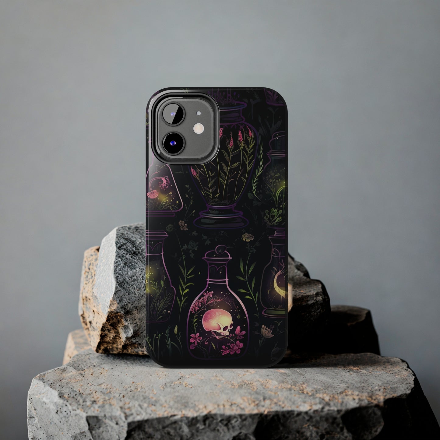 Dark Forest Skull Tough iPhone Cases | Spooky and Eerie Tincture / Potion Design | Durable and Protective Phone Case | Impact-Resistant