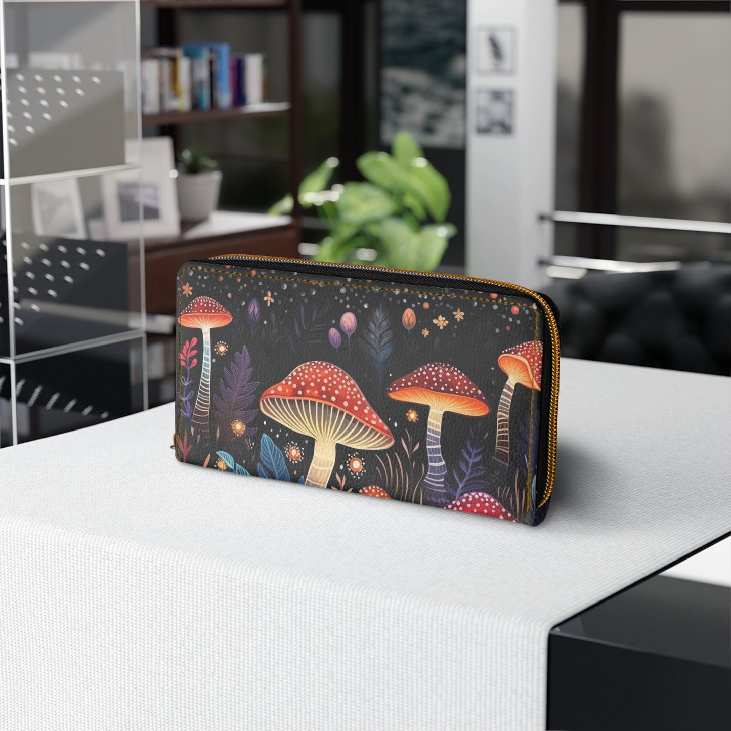 Dark Forest Mushroom Zipper Wallet | Midnight Botanical, Witch, Witchy Design