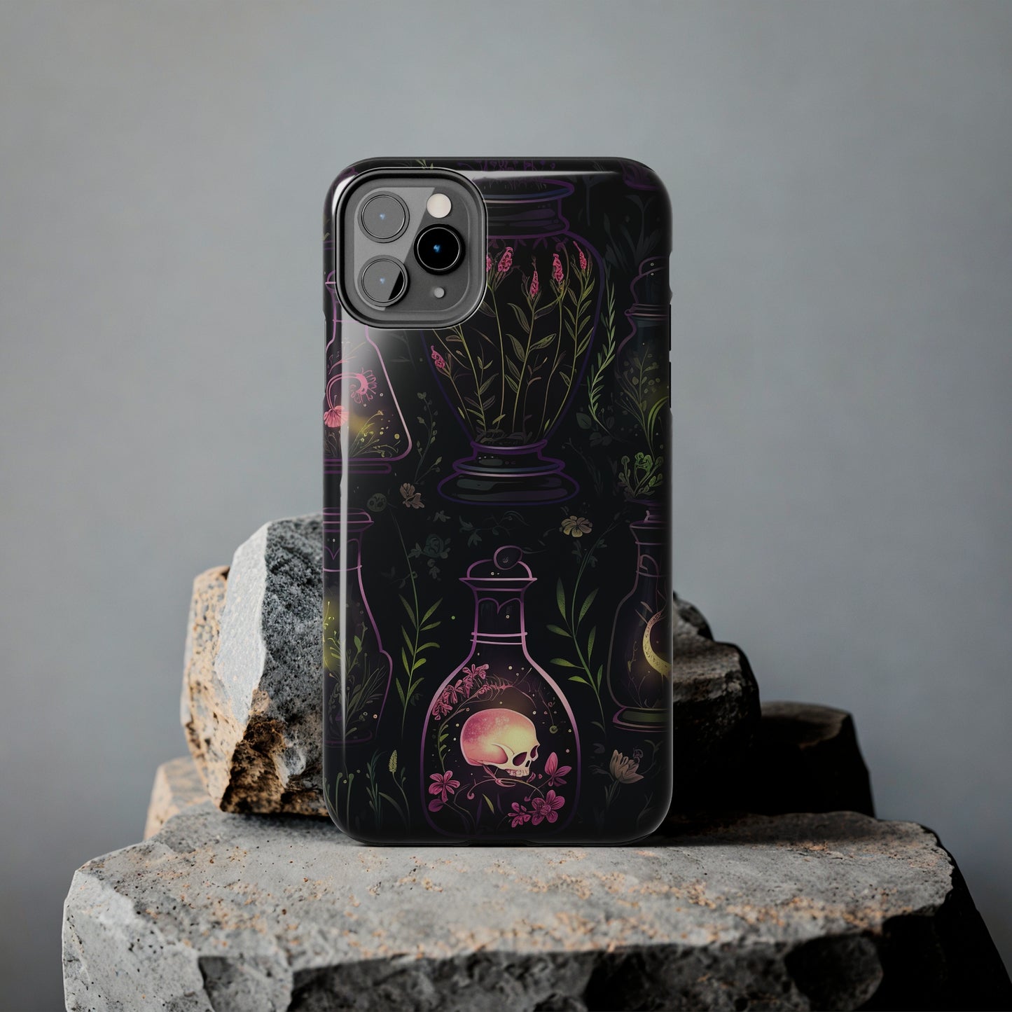 Dark Forest Skull Tough iPhone Cases | Spooky and Eerie Tincture / Potion Design | Durable and Protective Phone Case | Impact-Resistant