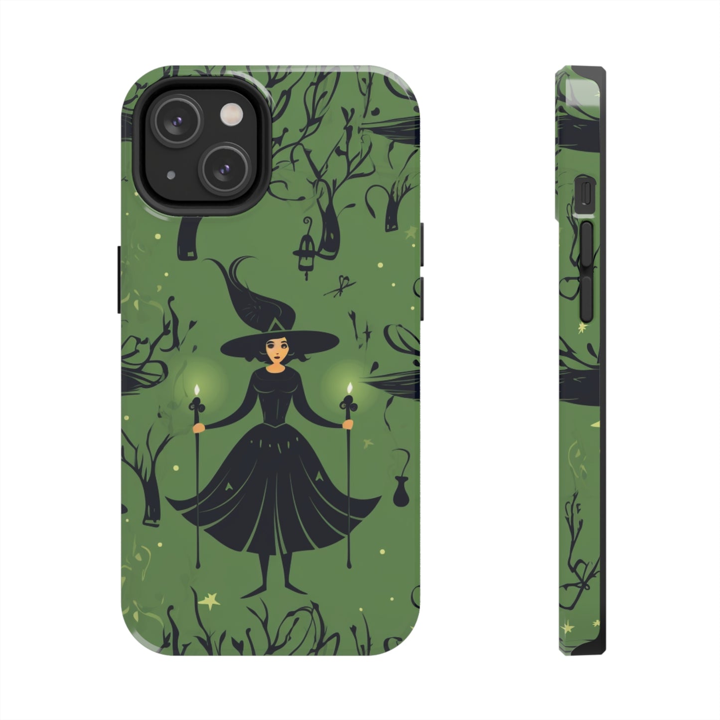 Dark Forest Witch Tough iPhone Cases | Green Witch Protective Phone Case | Impact-Resisant, Shock Absorbing | iPhone 15 All Models | Premium