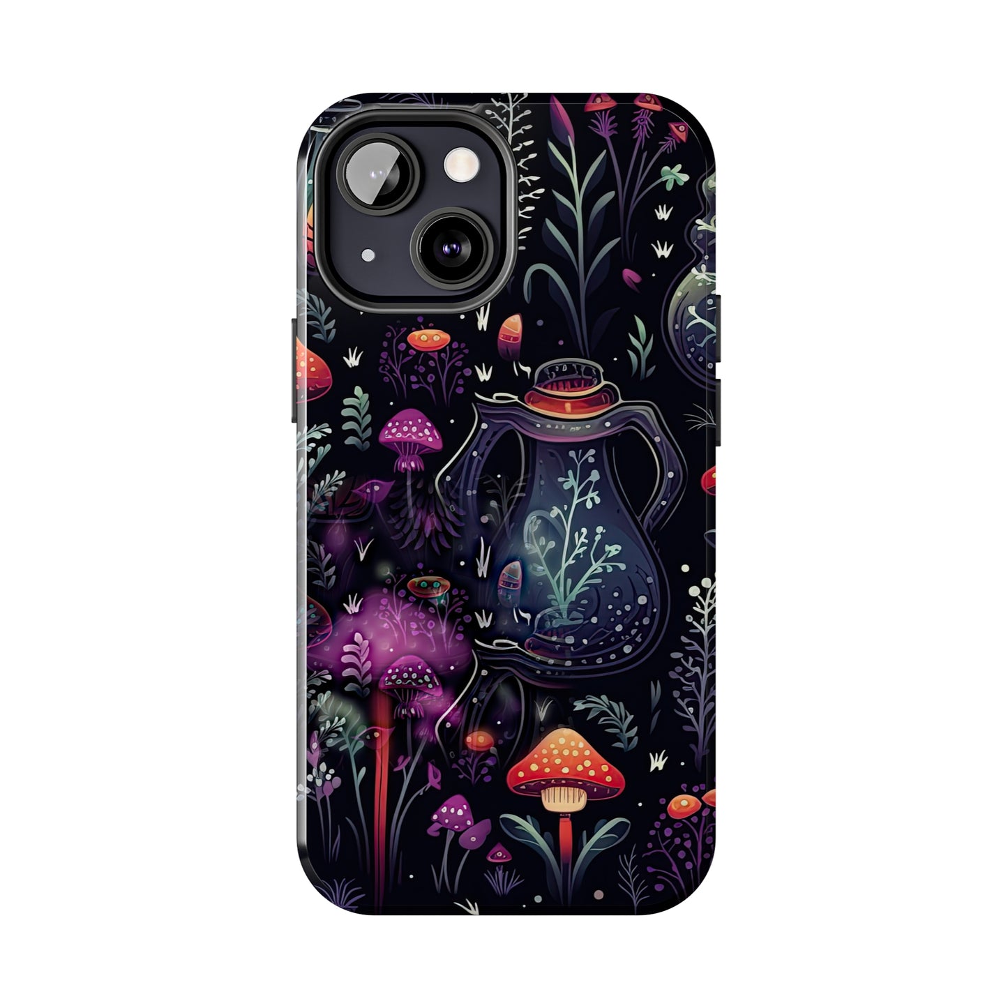 Fungi Mushroom Tough iPhone case | Witchy Dark Forest Aesthetic | Purple Foliage
