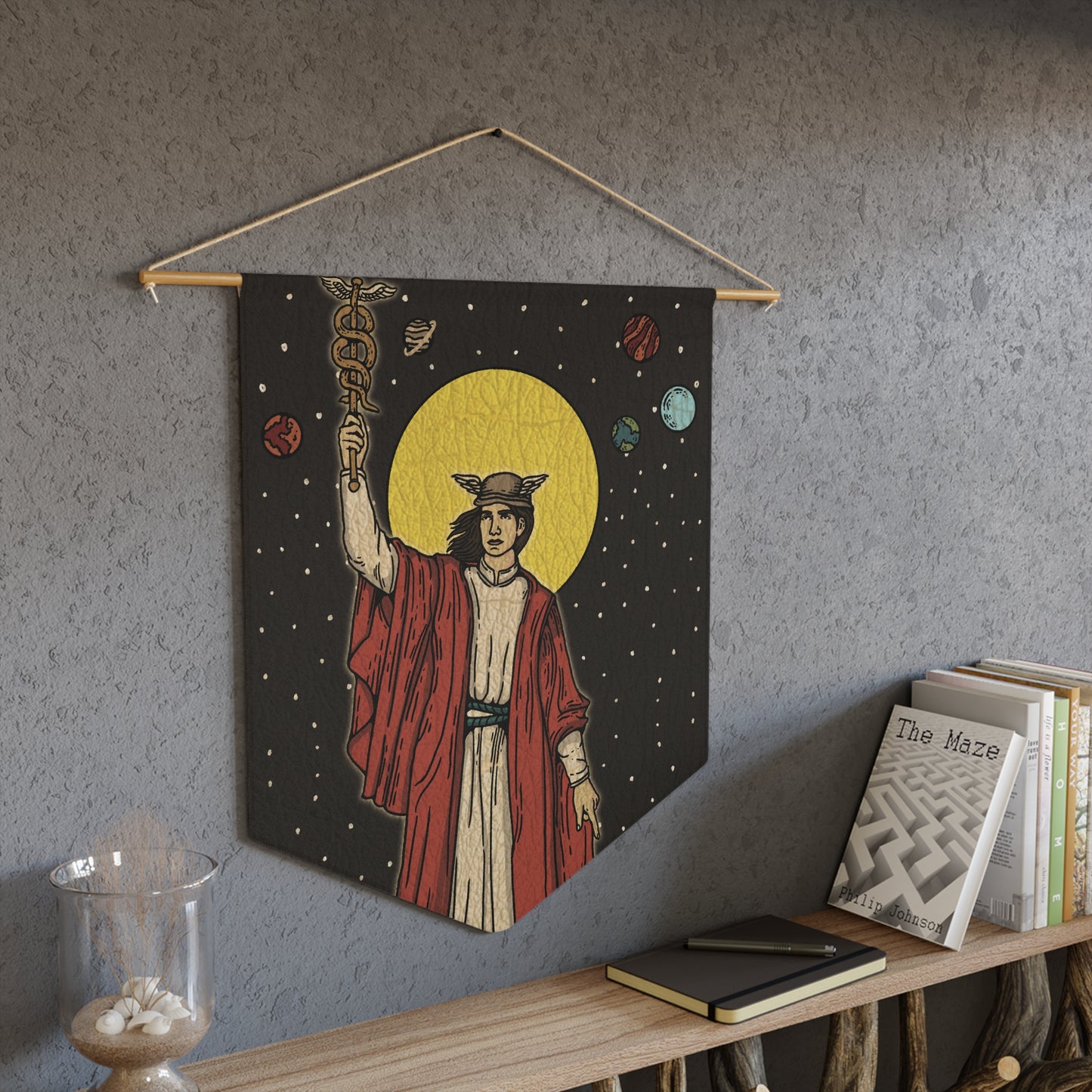 'The Magician' Tarot Card Hanging Wall Pennant | Greek God Hermes Major Arcana Card Caduceus