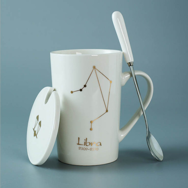 Celestial Zodiac Mug with Spoon | Horoscope, Constellation Mug | Black & White