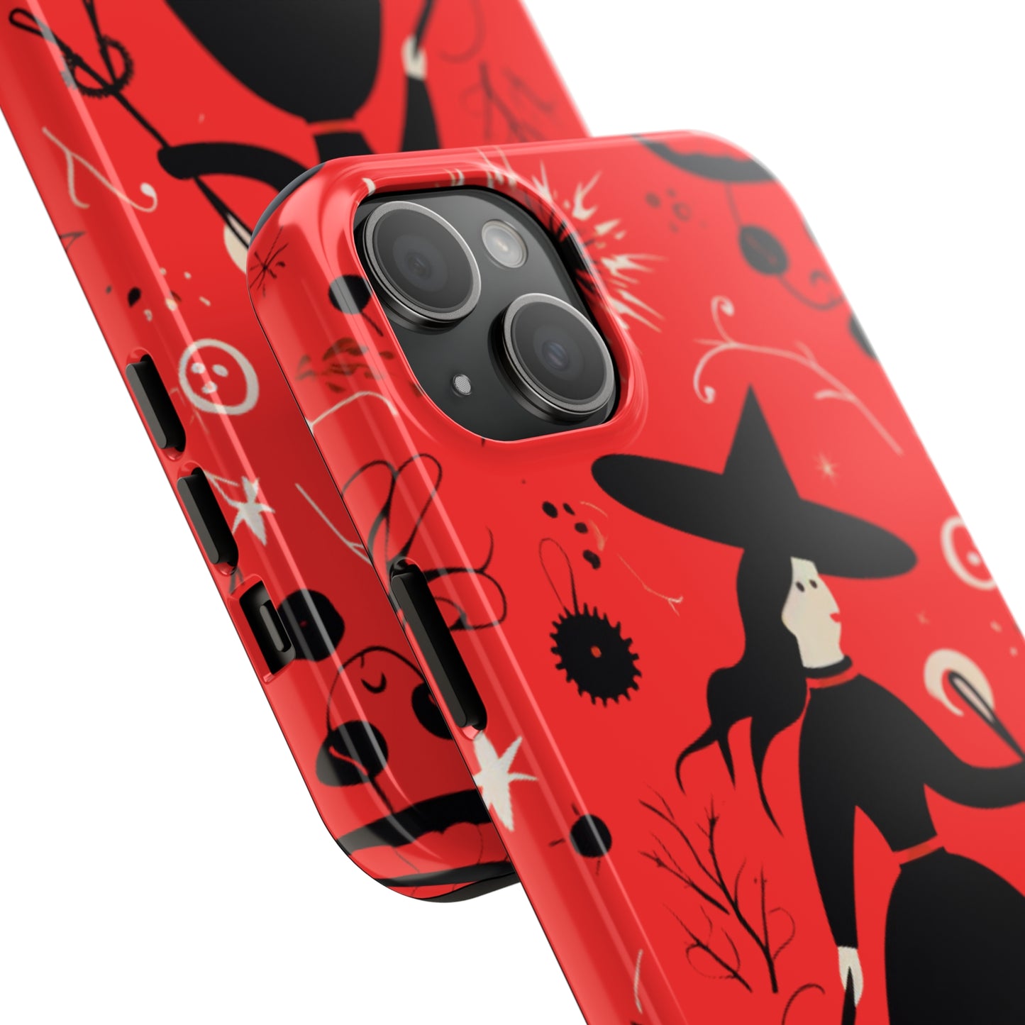 Red Dark Forest Witch Tough iPhone Cases | Abstract Witchy Protective Phone Case | Impact-Resistant, Anti-Shock | iPhone 15
