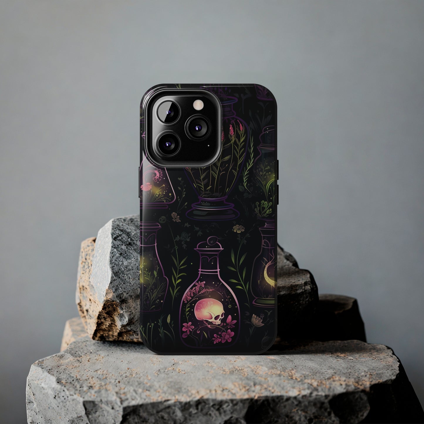 Dark Forest Skull Tough iPhone Cases | Spooky and Eerie Tincture / Potion Design | Durable and Protective Phone Case | Impact-Resistant