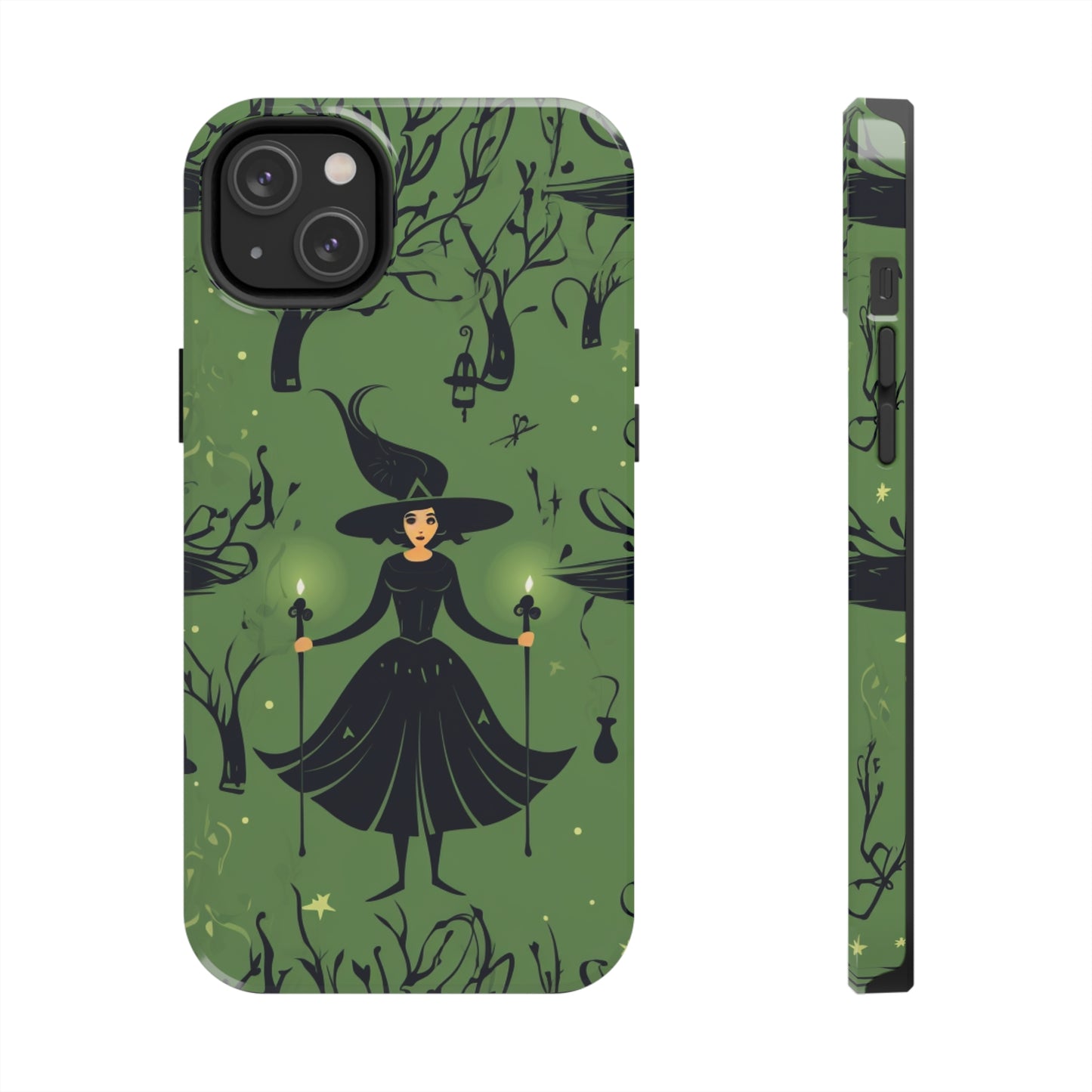 Dark Forest Witch Tough iPhone Cases | Green Witch Protective Phone Case | Impact-Resisant, Shock Absorbing | iPhone 15 All Models | Premium