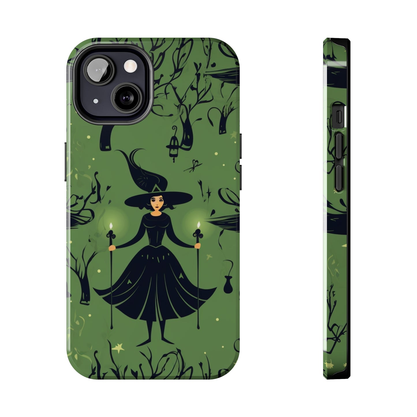 Dark Forest Witch Tough iPhone Cases | Green Witch Protective Phone Case | Impact-Resisant, Shock Absorbing | iPhone 15 All Models | Premium