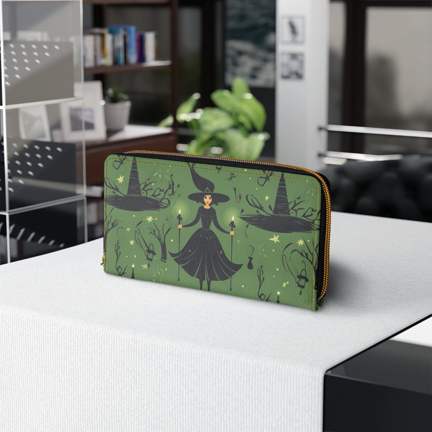 Witchy Green Zipper Wallet | Dark Forest Witch Wallet Design
