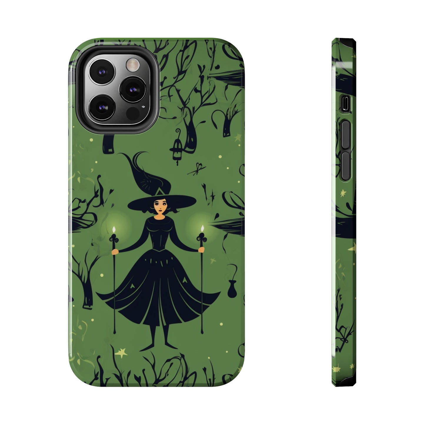 Dark Forest Witch Tough iPhone Cases | Green Witch Protective Phone Case | Impact-Resisant, Shock Absorbing | iPhone 15 All Models | Premium