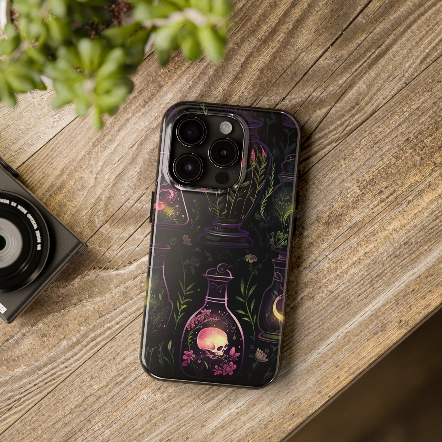 Dark Forest Skull Tough iPhone Cases | Spooky and Eerie Tincture / Potion Design | Durable and Protective Phone Case | Impact-Resistant